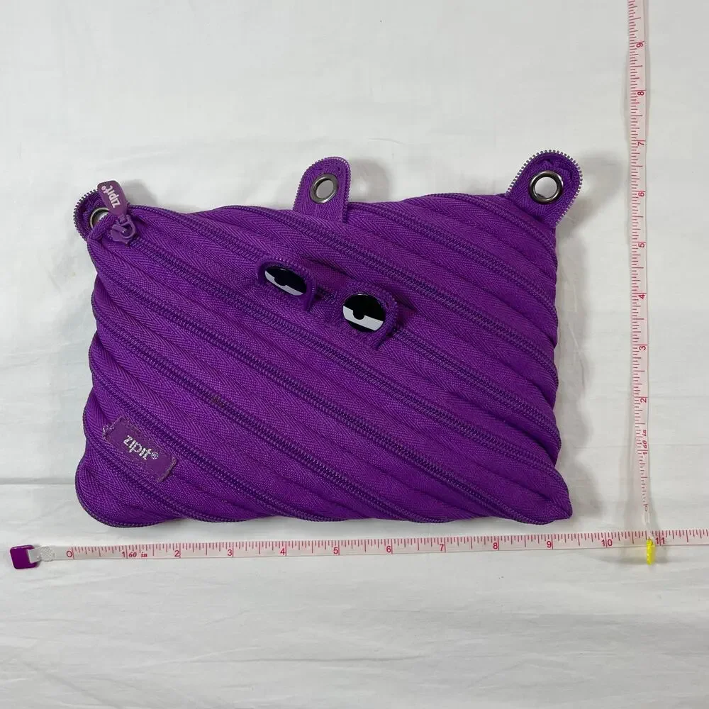 Zipit Monster Large Pencil Case Purple 3 Ring Binder Pouch Kids